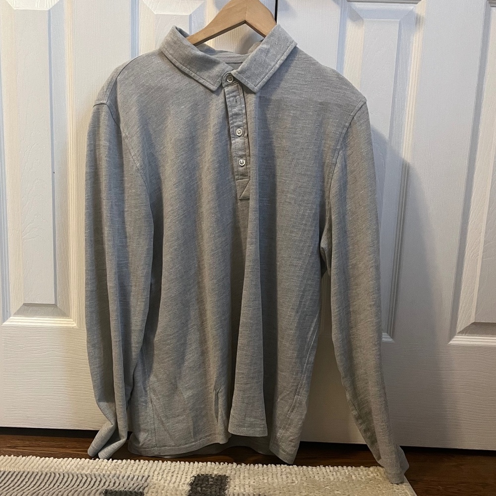 Long Sleeve Herringbone Polo